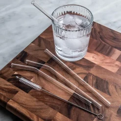 Luciano Sip Reusable Glass Straw with Brush - Set of 4