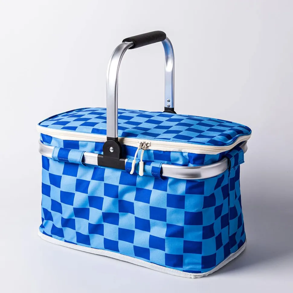 Luciano Therma Max 'Checkered' Picnic Basket with Handle (Blue)