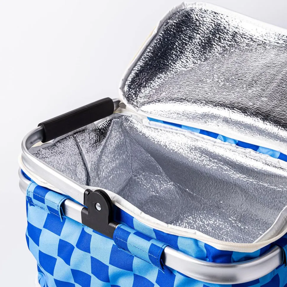 Luciano Therma Max 'Checkered' Picnic Basket with Handle (Blue)