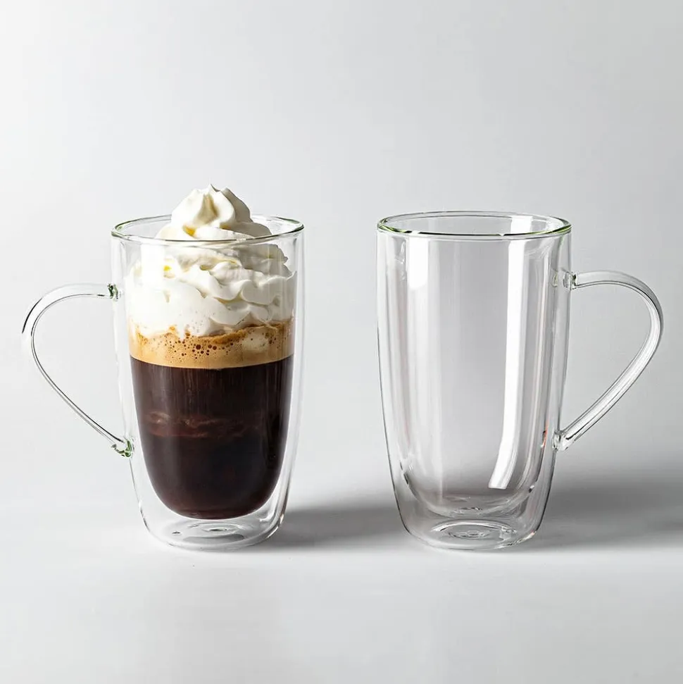 Milano Caffe Double Wall Glass Mug, 400ml - Set/ 2