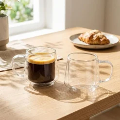 Milano Sienna Double Wall Glass Mug, 460ml - Set/2