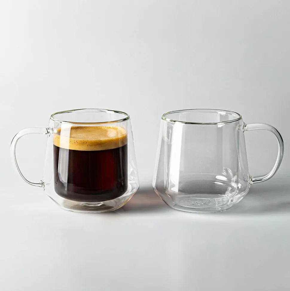 Milano Sienna Double Wall Glass Mug, 460ml - Set/2