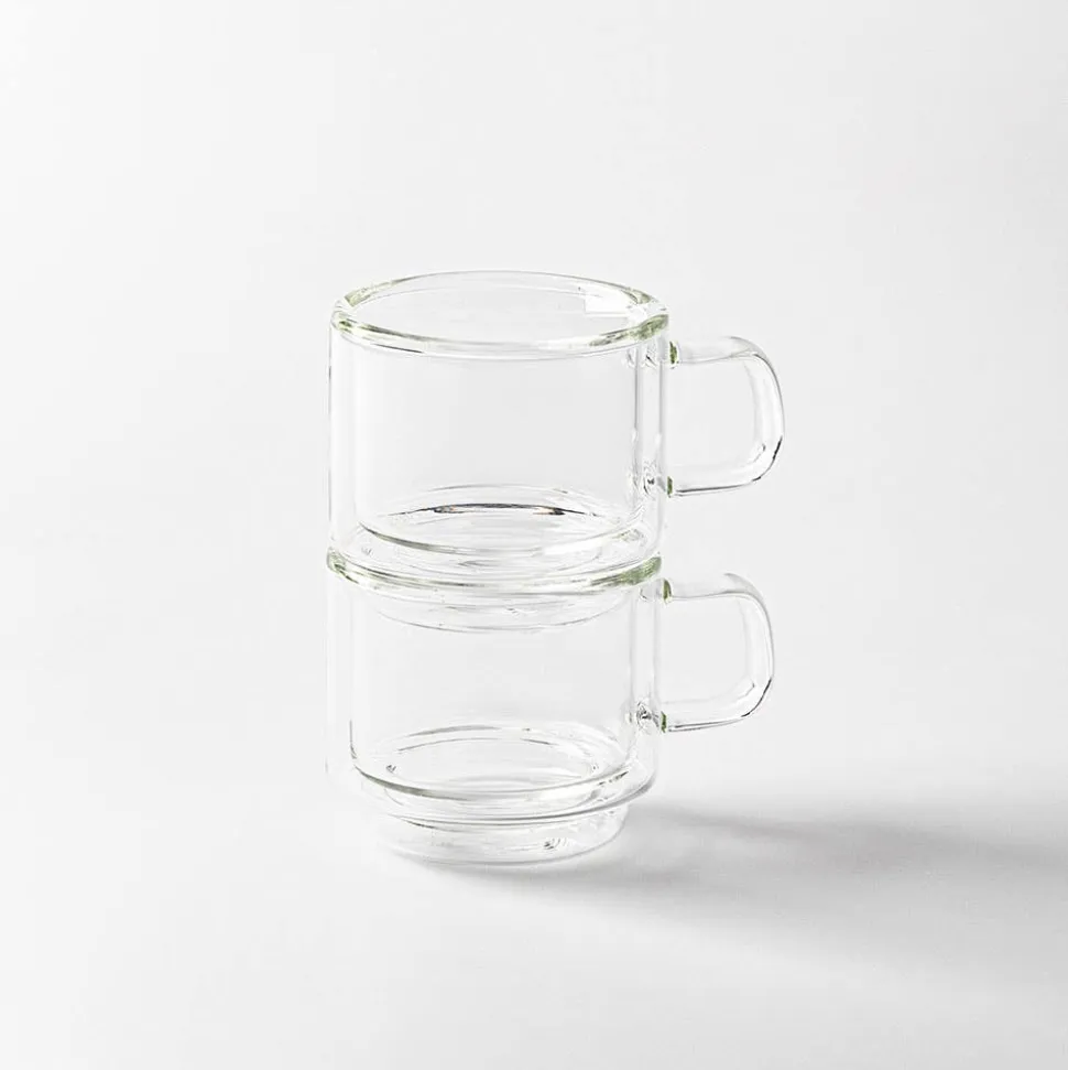 Milano Torre Double Wall Stacking Glass Mug, 90ml - Set/2