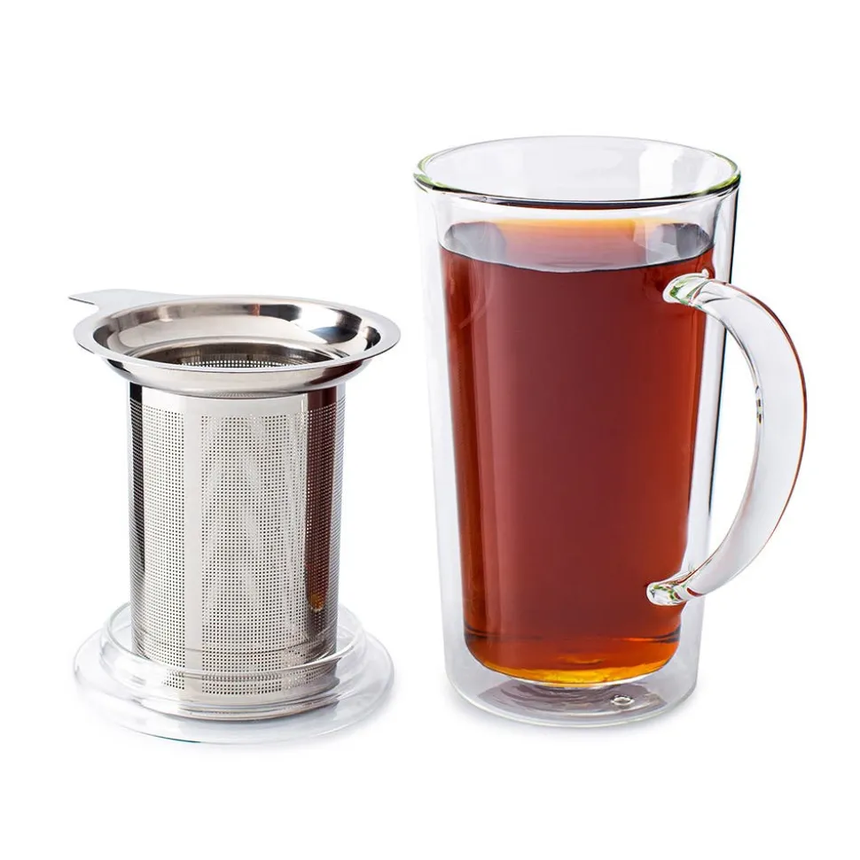 Milano Tropea Double Wall Glass Tea Mug with Mesh Infuser 400ml