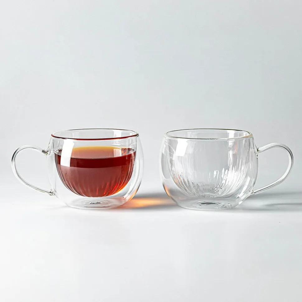 Milano Vetrosa Double Wall Glass Mugs, 270ml - Set/2