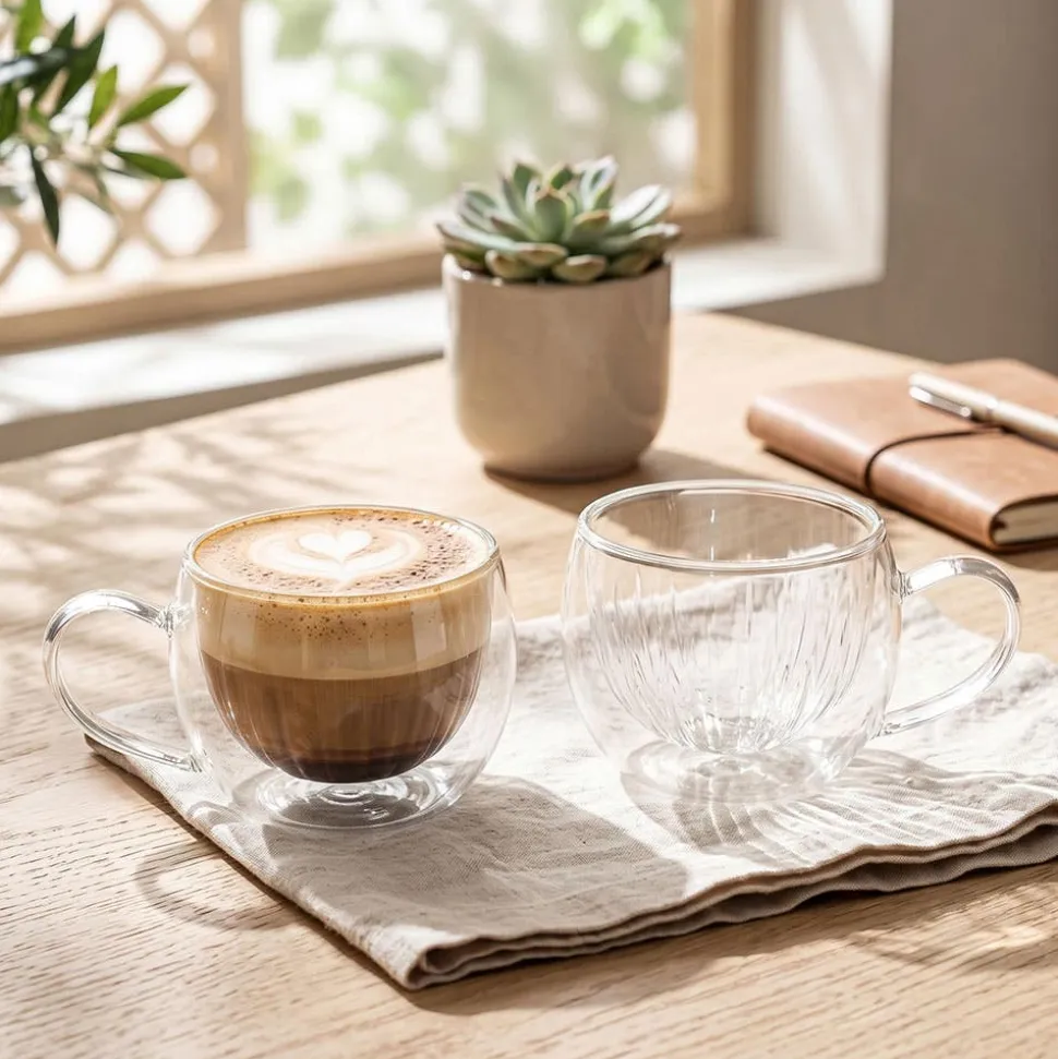 Milano Vetrosa Double Wall Glass Mugs, 270ml - Set/2