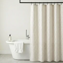 Moda At Home Linden Jacquard Shower Curtain (Grey/White)