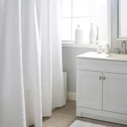 Moda At Home Polyester Fabric 'Riveria' Shower Curtain (White)