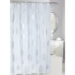 Moda At Home Polyester Fabric 'Zinnia' Shower Curtain (Silver/White)