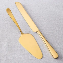 Natural Living Gold Finished Cake Server - Set of 2 (Gold)