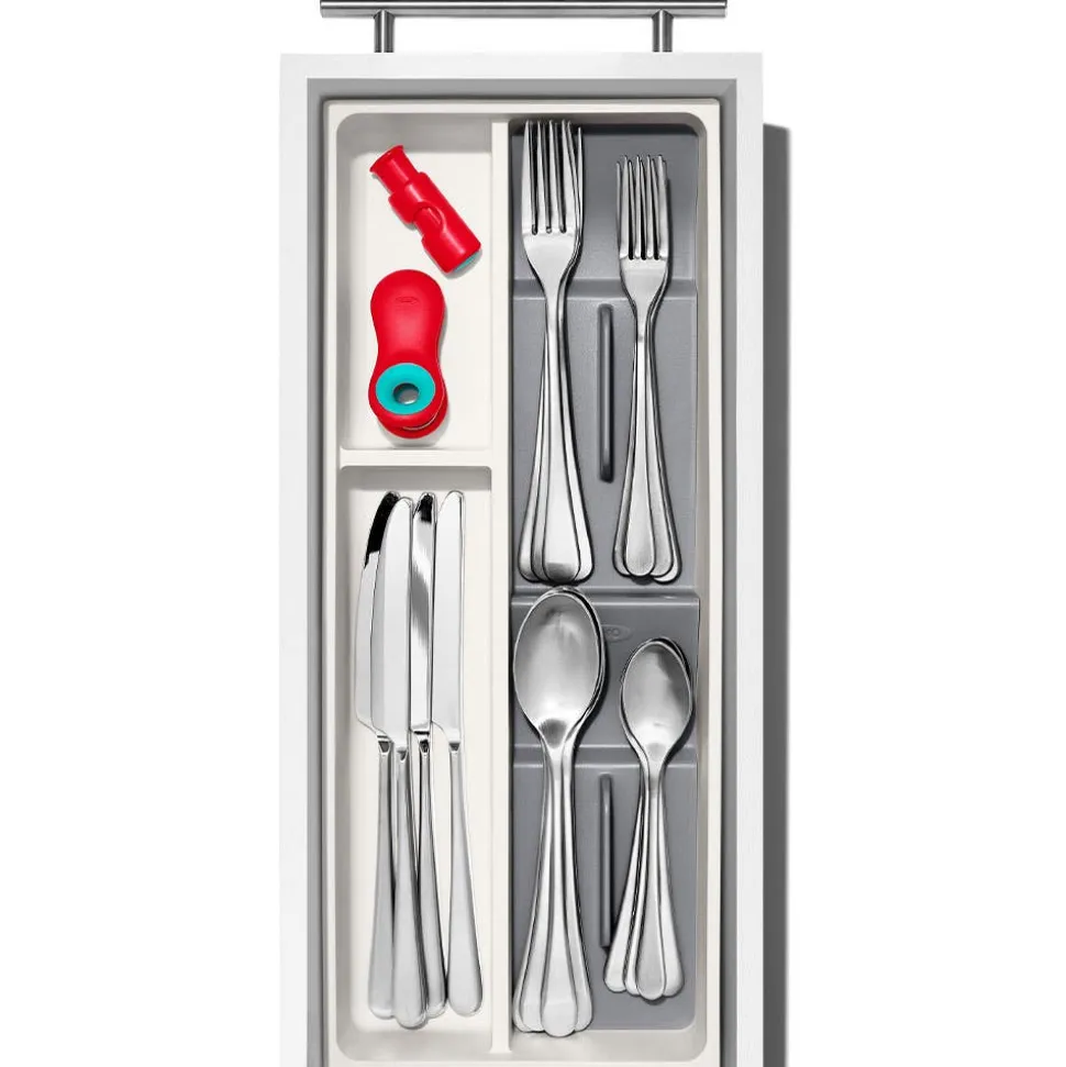 OXO Good Grips Compact Drawer Cutlery Organizer (White/Grey)