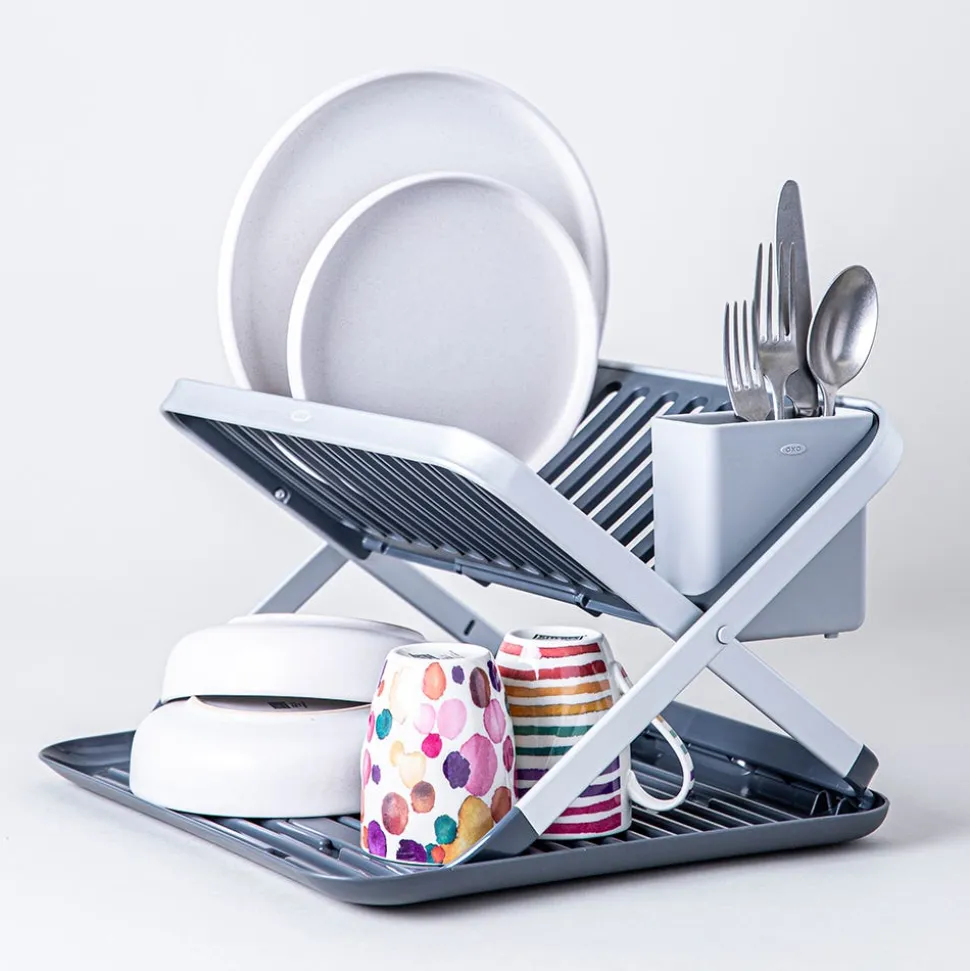 OXO Good Grips 'Rust-Proof Aluminum' Fold-Flat Dish Rack (Black/Grey)