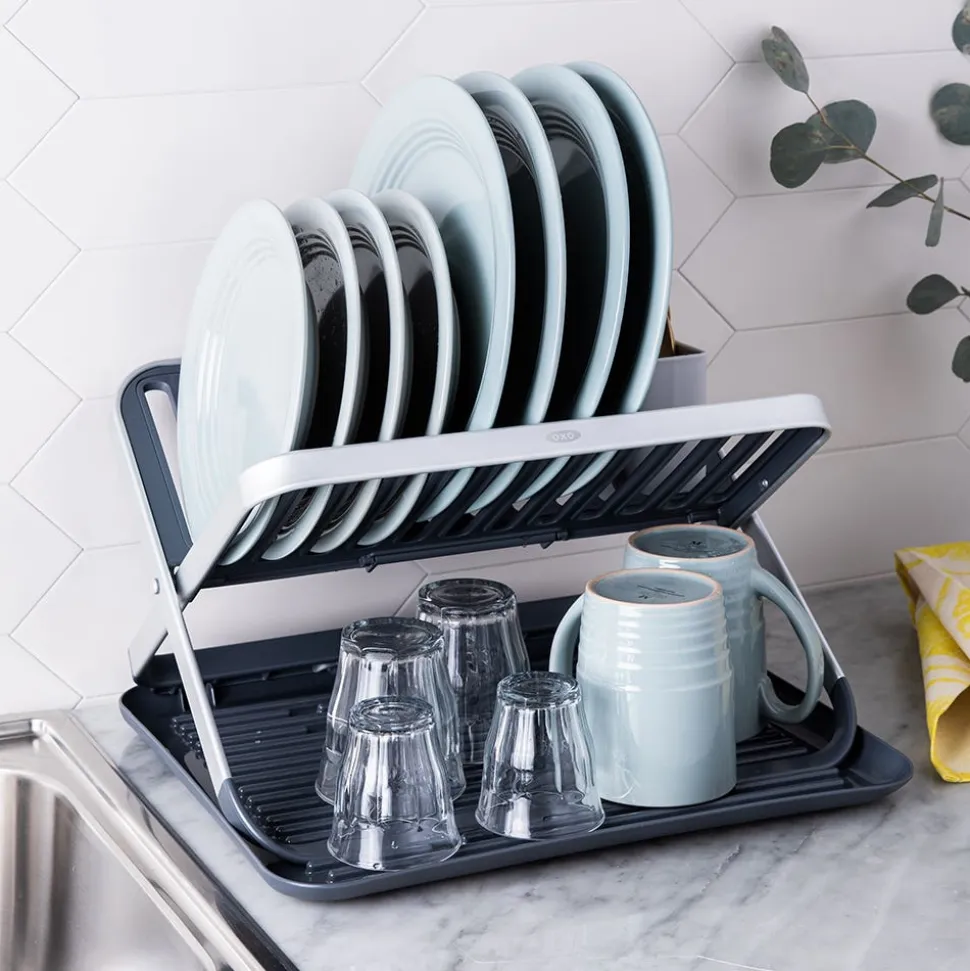 OXO Good Grips 'Rust-Proof Aluminum' Fold-Flat Dish Rack (Black/Grey)