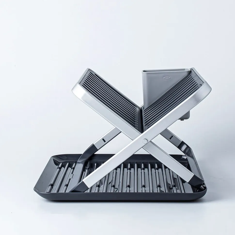 OXO Good Grips 'Rust-Proof Aluminum' Fold-Flat Dish Rack (Black/Grey)