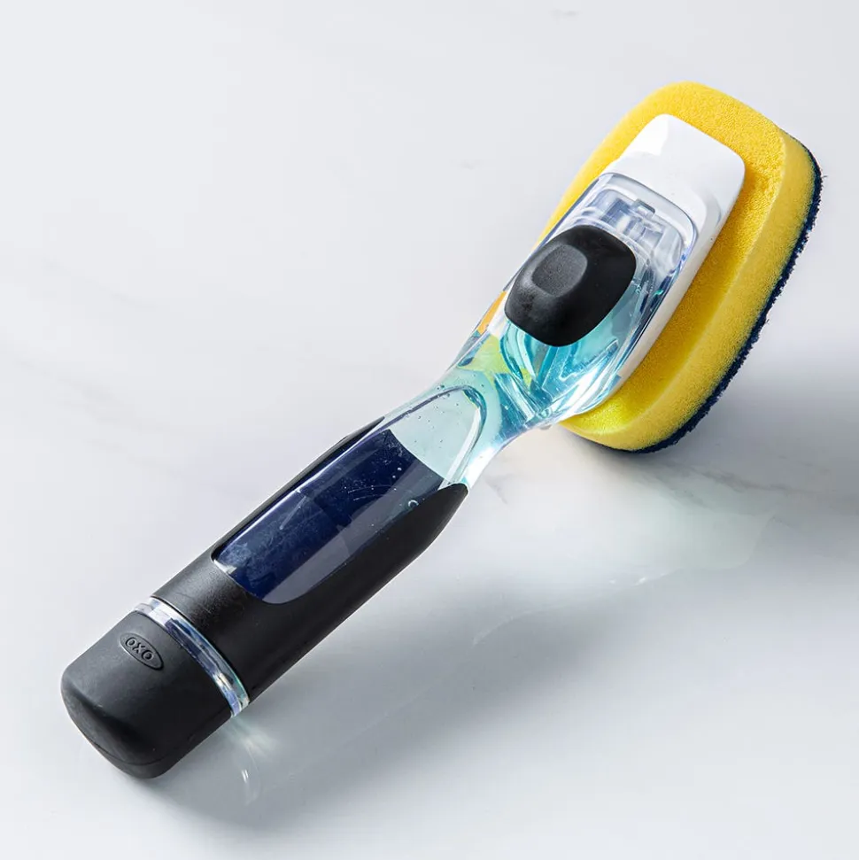 OXO Good Grips Sink Soap Dispensing Dish Scrub (Black/Blue/Yellow)