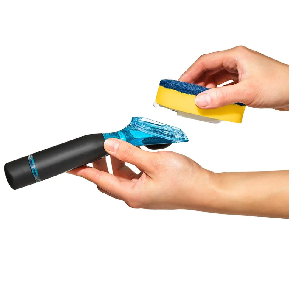 OXO Good Grips Sink Soap Dispensing Dish Scrub (Black/Blue/Yellow)