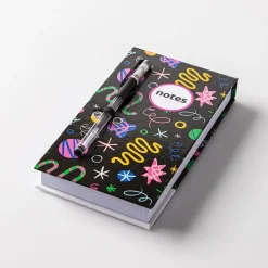 Peach Memo 'Hearts&Stars/Doodle/Purple Geo' Notepad with Pen (Asstd.)