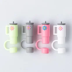 Pure Fun Straw 'Assorted' Straw Caps - Set of 4