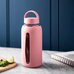 Quench Aura Glass Water Bottle with Silicone 27oz (Light Pink)