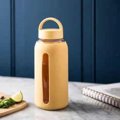 Quench Aura Glass Water Bottle with Silicone 27oz (Goldenrod)