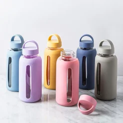 Quench Aura Glass Water Bottle with Silicone 27oz (Dark Blue)