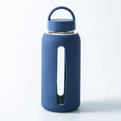 Quench Aura Glass Water Bottle with Silicone 27oz (Dark Blue)