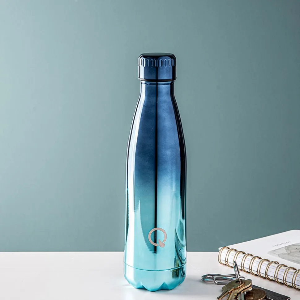 Quench Flow 'Ombre' St-St Double-Wall Water Bottle (Blue 17oz)