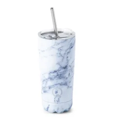Quench Sippy 'Marble' Double Wall Tumbler with Straw (White 20oz)