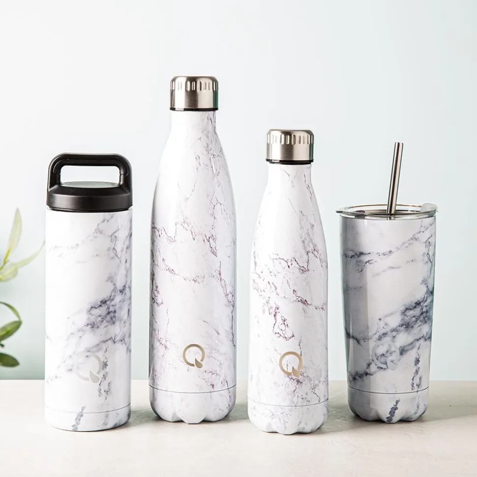 Quench Sippy 'Marble' Double Wall Tumbler with Straw (White 20oz)