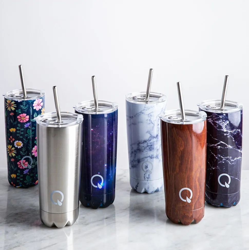 Quench Sippy 'Marble' Double Wall Tumbler with Straw (White 20oz)
