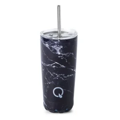Quench Sippy 'Marble' Double Wall Tumbler with Straw (Black 20oz)