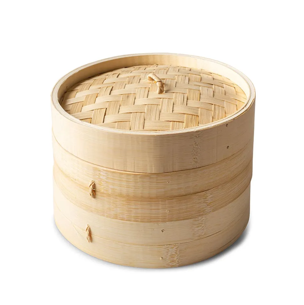 Starfrit Gourmet Eco 2-Tier Bamboo Steamer - Set of 3 (Natural)