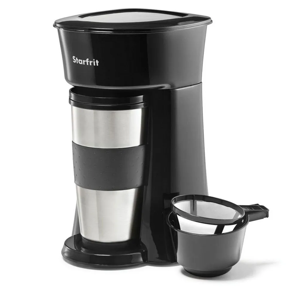 Starfrit Single Serve Coffee Maker with Travel Mug (Black)