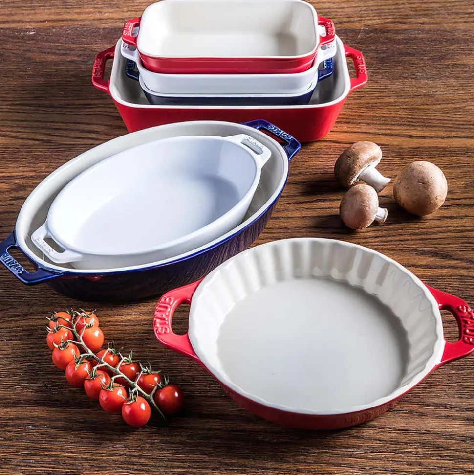 Staub En France Ceramic Oval 9"x6" Roasting Dish (White)