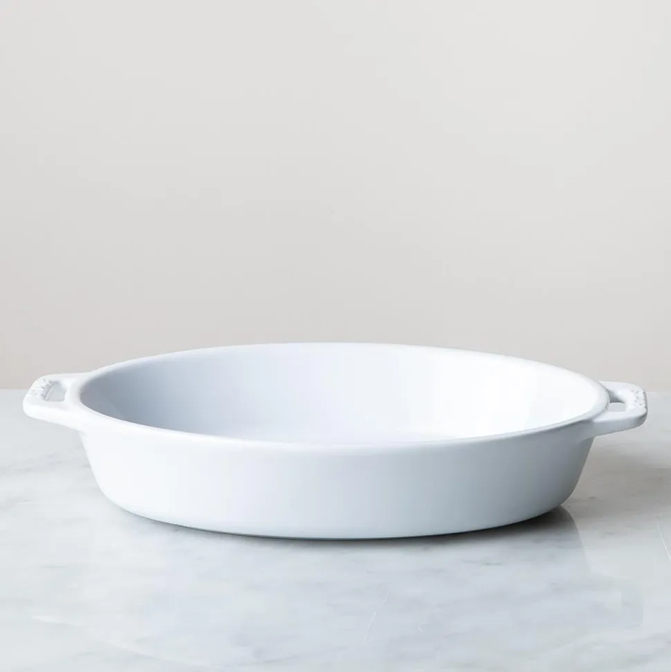 Staub En France Ceramic Oval 9"x6" Roasting Dish (White)