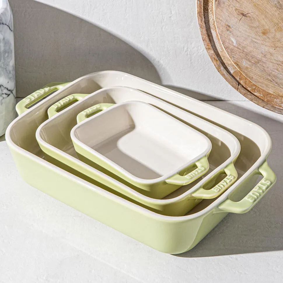 Staub En France 'MacAron' Rectangular Bake Dish - Set of 3 Light Green