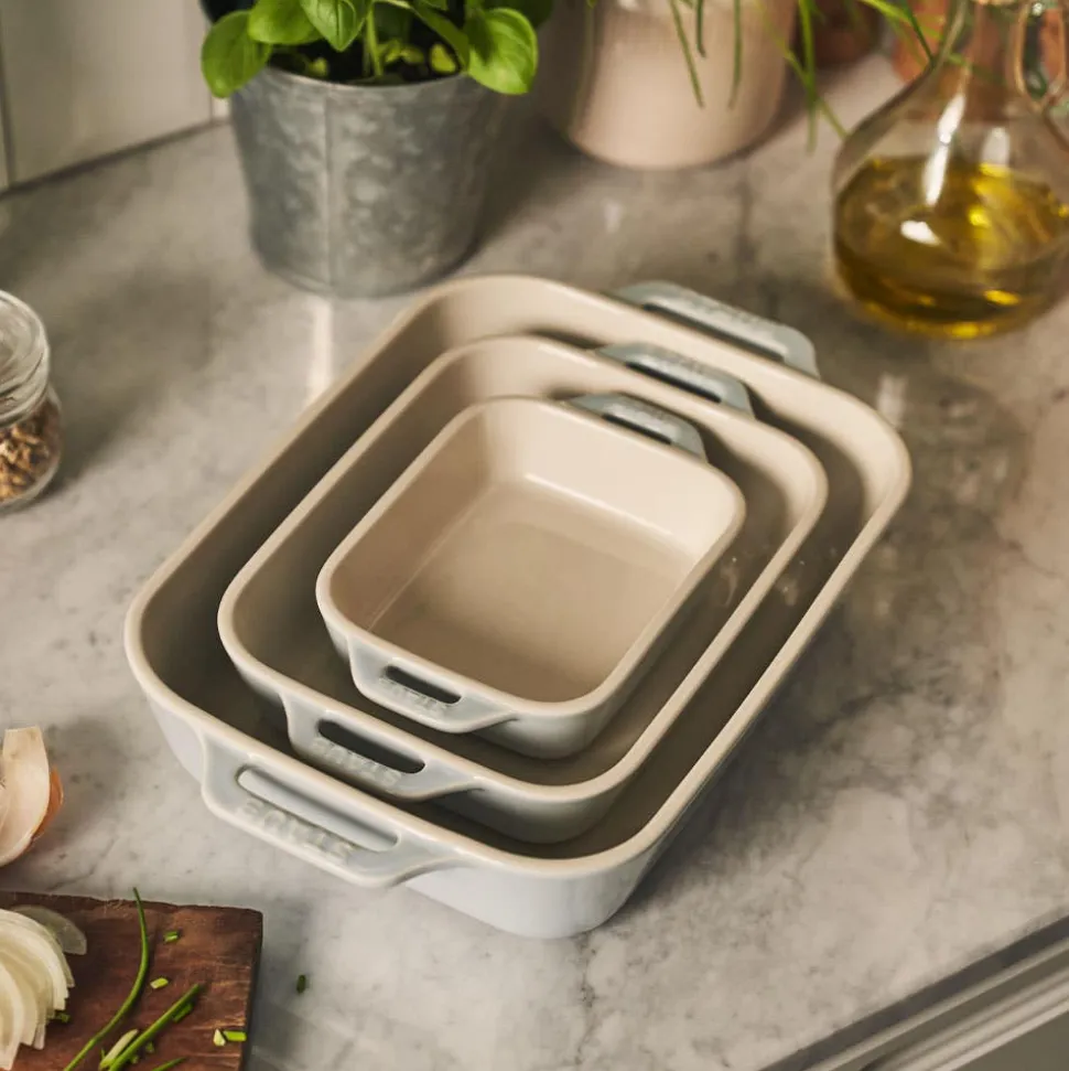 Staub En France 'MacAron' Rectangular Bake Dish -Set of 3 (Light Blue)