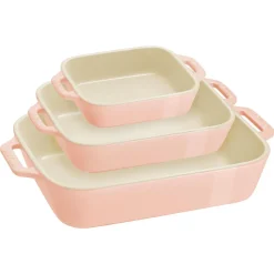 Staub En France 'MacAron' Rectangular Bake Dish -Set of 3 (Light Pink)