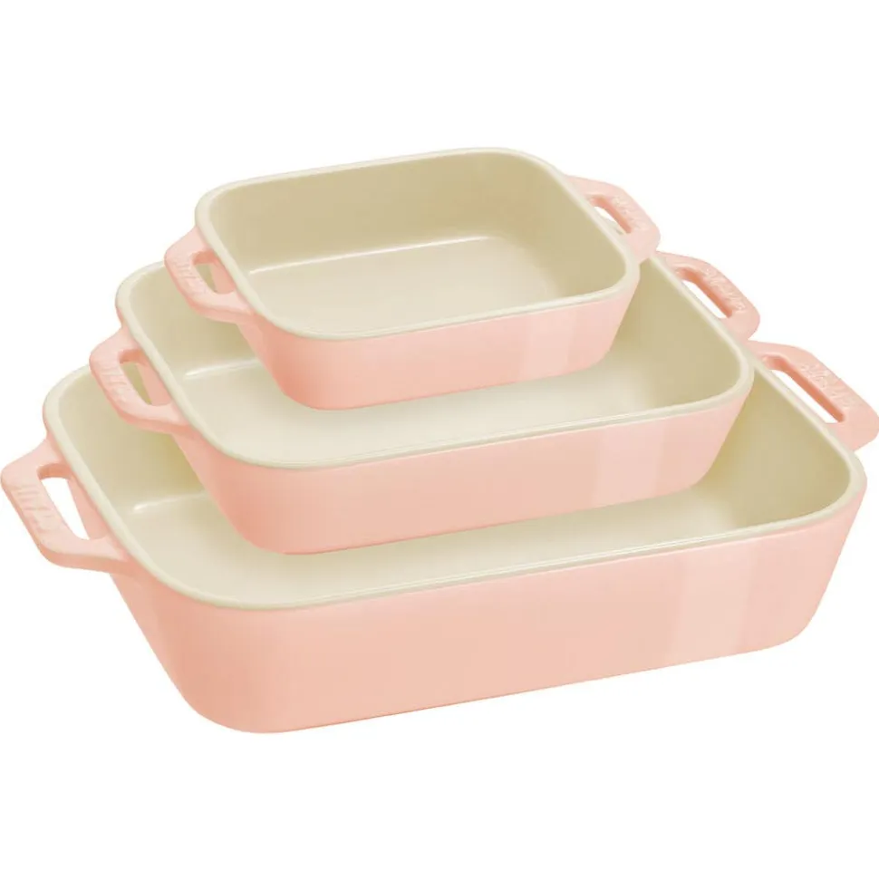 Staub En France 'MacAron' Rectangular Bake Dish -Set of 3 (Light Pink)