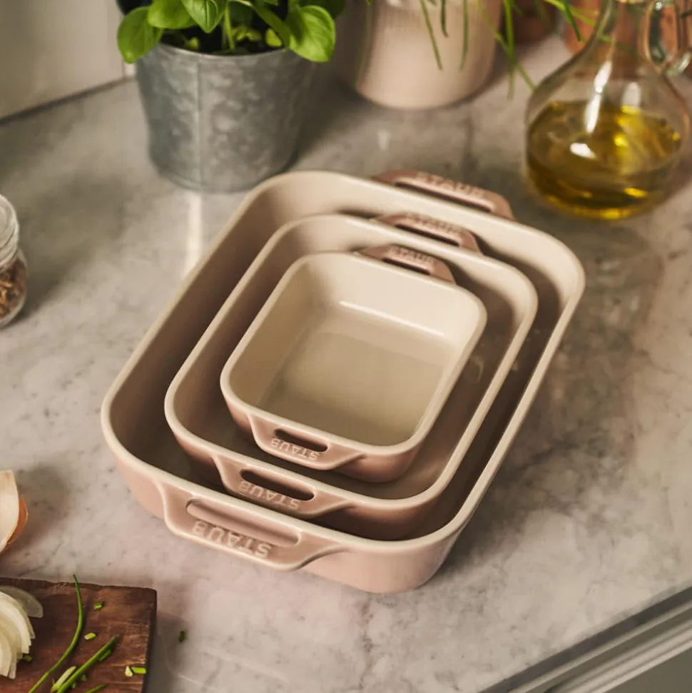 Staub En France 'MacAron' Rectangular Bake Dish -Set of 3 (Light Pink)