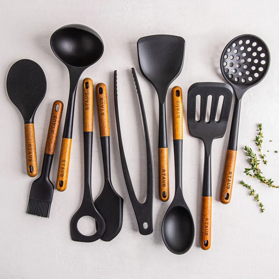 Staub Kitchen Tools - Set of 10 (Black/Wood)