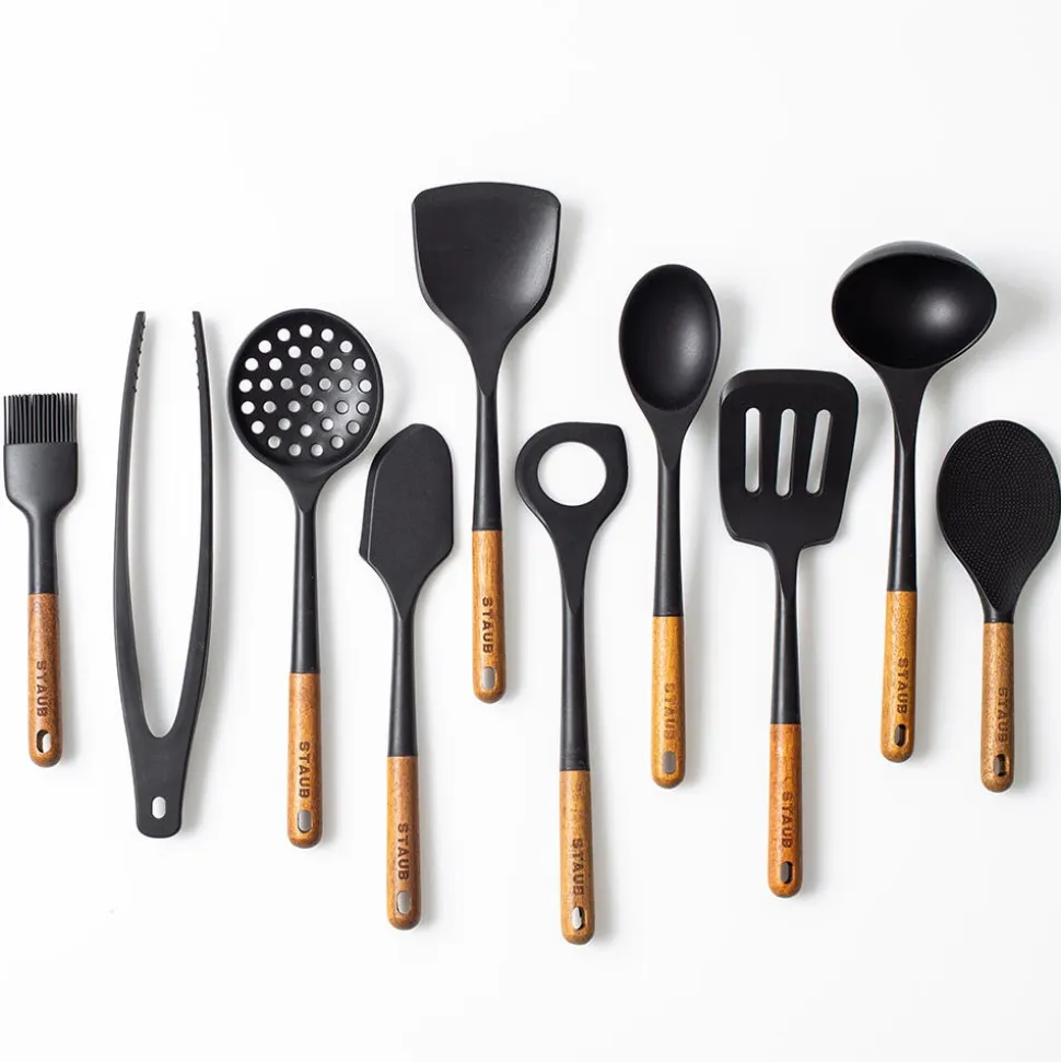 Staub Kitchen Tools - Set of 10 (Black/Wood)