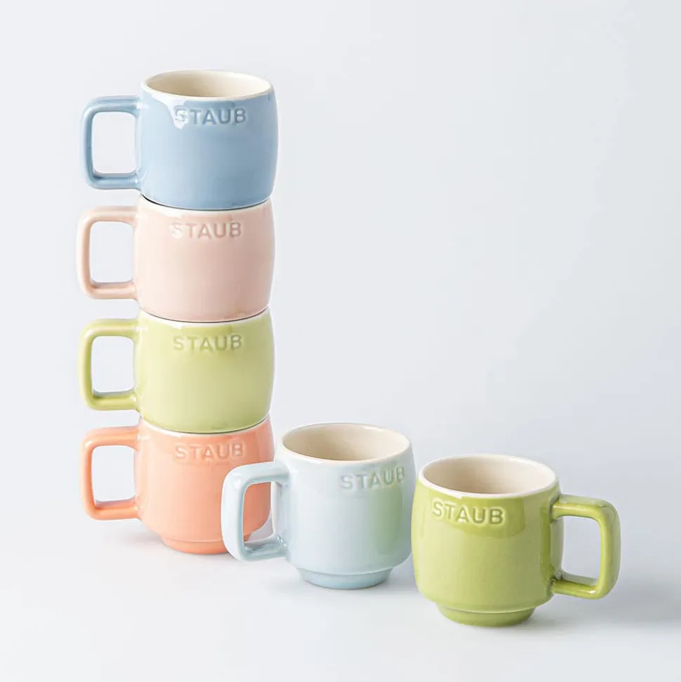 Staub MacAron Ceramic Espresso Mugs - Set of 6 (Multi Colour)