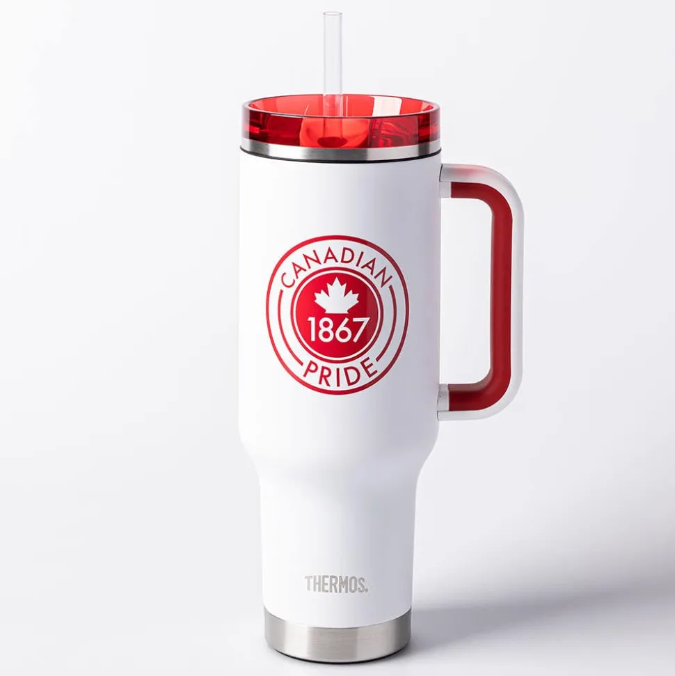 Thermos Canadiana 'True North' Double Wall Tumbler 1L (White/Red)