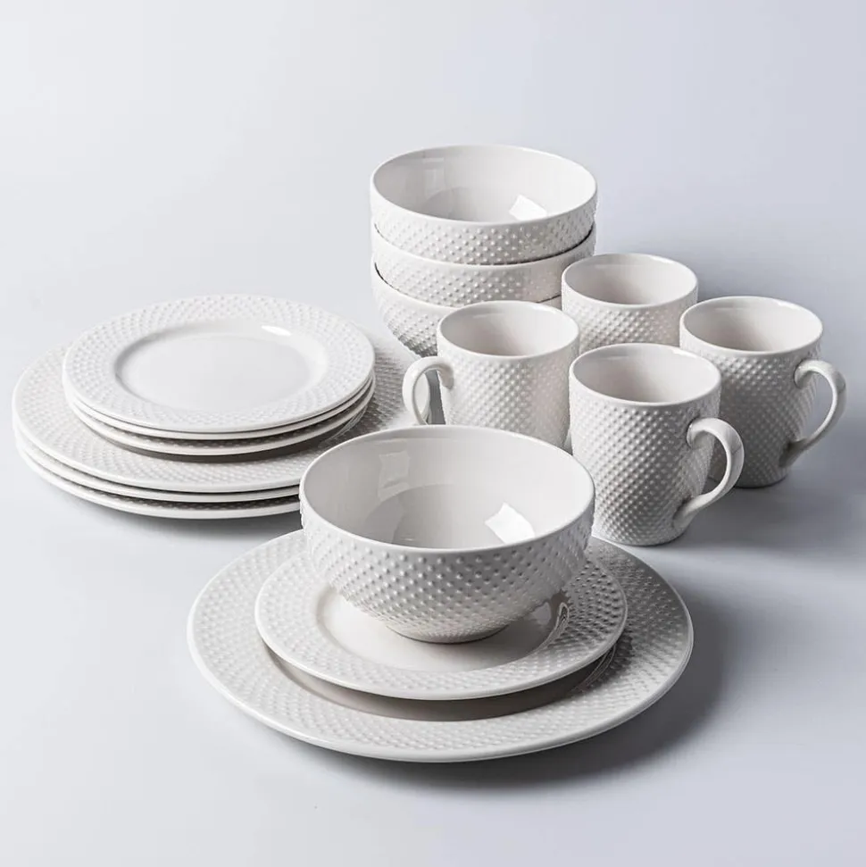 Thomson Pottery Dots Stoneware Dinnerware - Set of 16 (White)