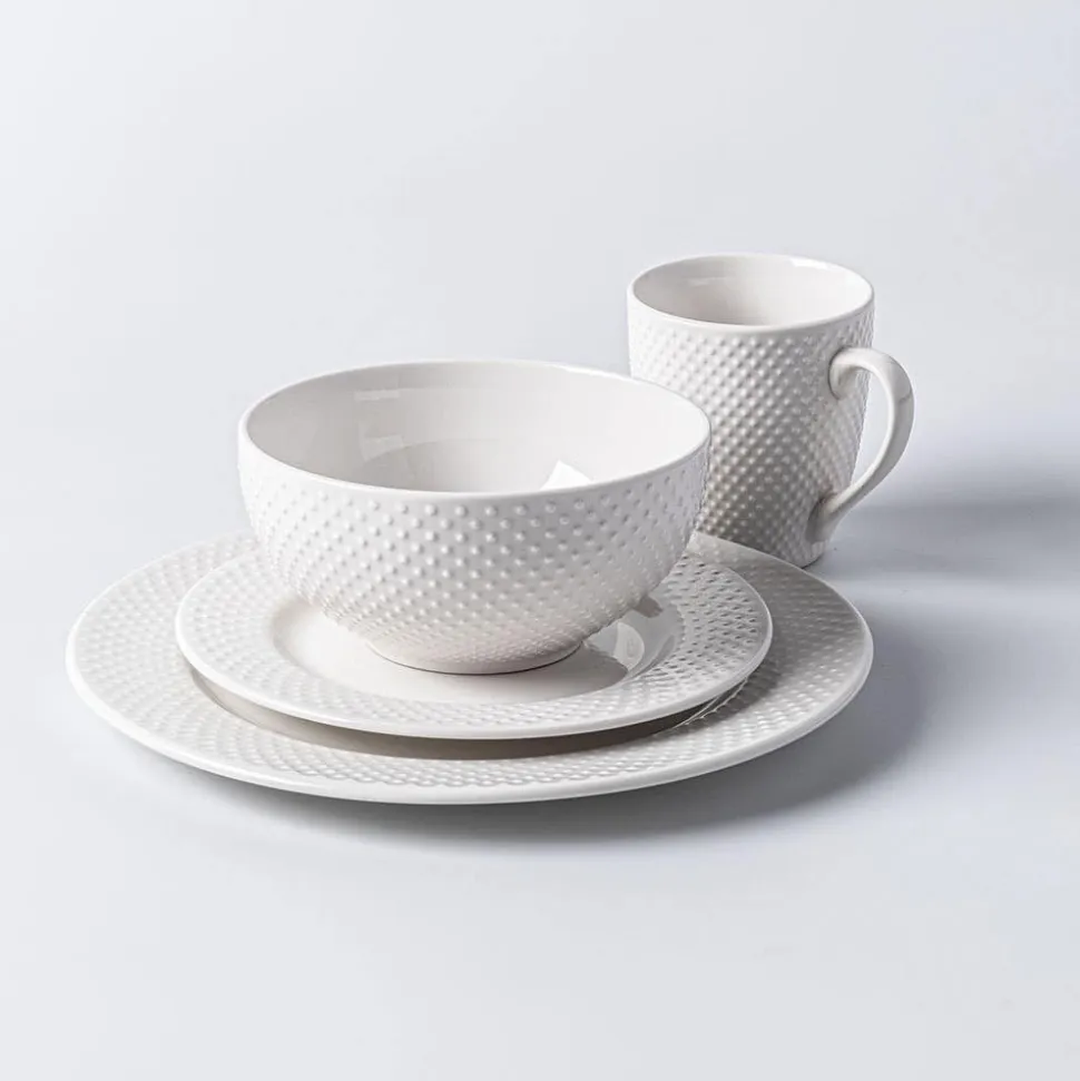 Thomson Pottery Dots Stoneware Dinnerware - Set of 16 (White)