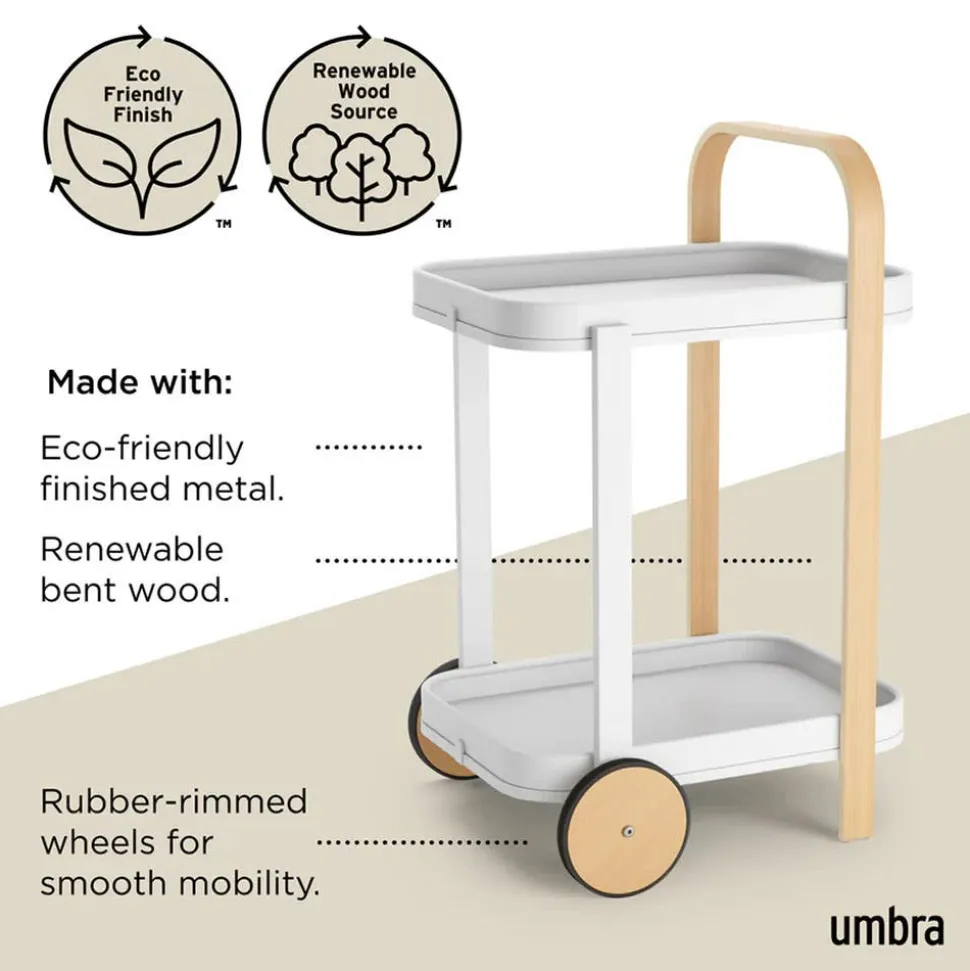 Umbra Bellwood Bar-Serving Cart 20.8x17x31.4"H (Natural/White)