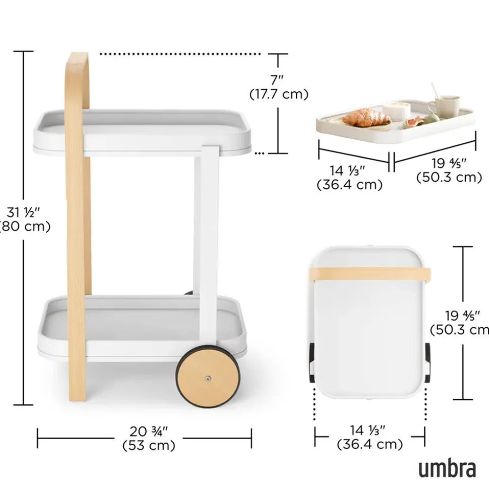 Umbra Bellwood Bar-Serving Cart 20.8x17x31.4"H (Natural/White)