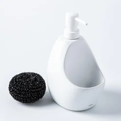 Umbra Joey Ceramic Soap Pump with Scrubber (White)