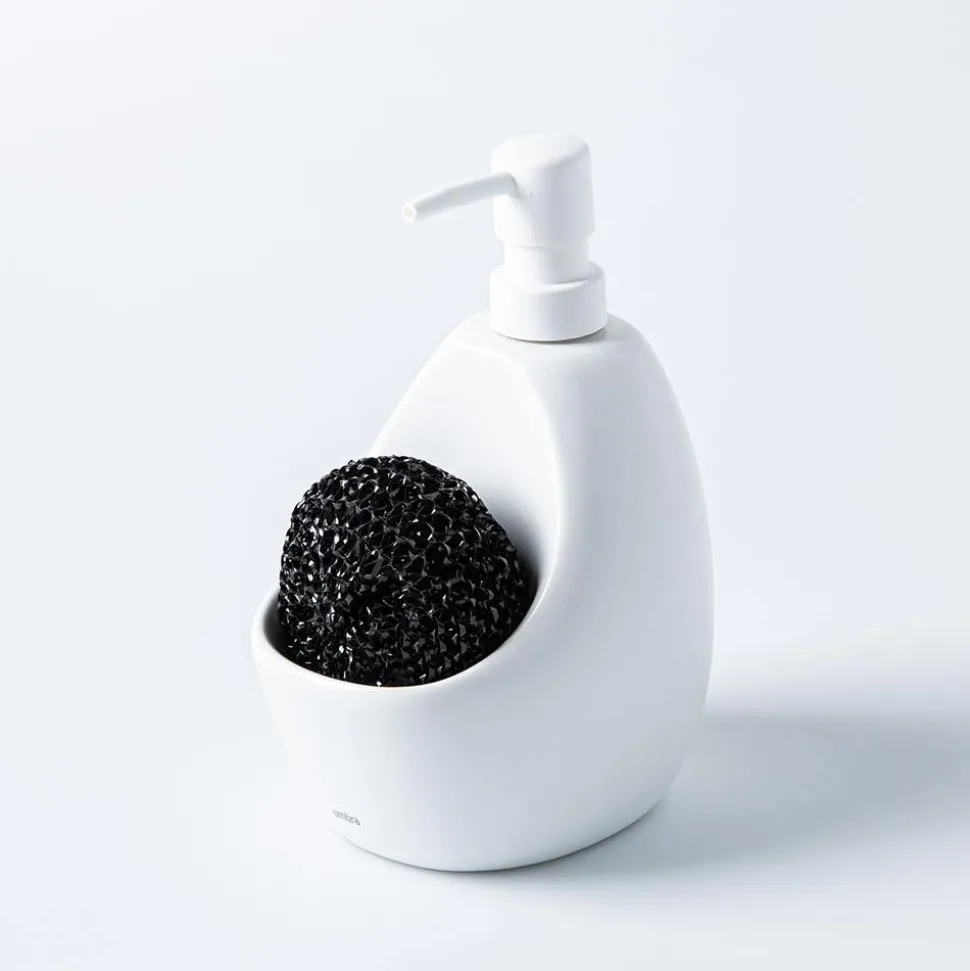 Umbra Joey Ceramic Soap Pump with Scrubber (White)